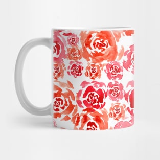 Red and Orange Loose Watercolor Roses Pattern Mug